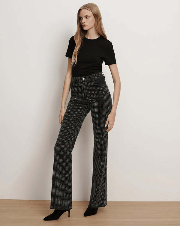 Veronica Beard Crosbie Rhinestone Jeans - Washed Onyx
