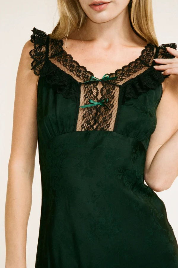 RUMORED Windsor Maxi Dress - Emerald Jacquard