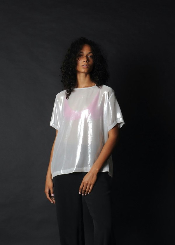 Conifer Shimmer Tee - White/Silver