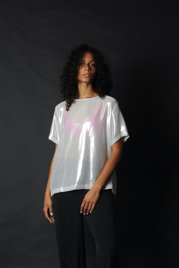 Conifer Shimmer Tee - White/Silver