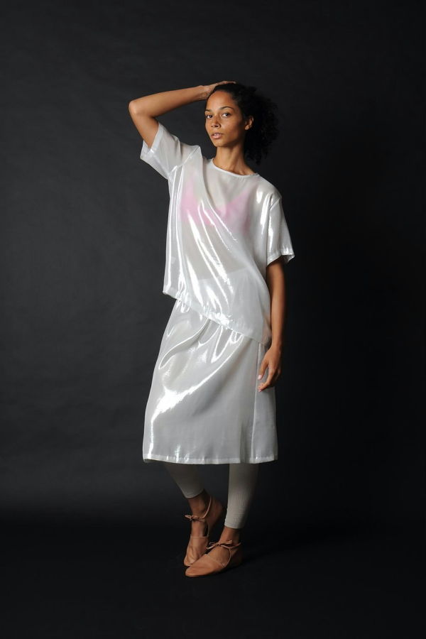 Conifer Shimmer Tee - White/Silver