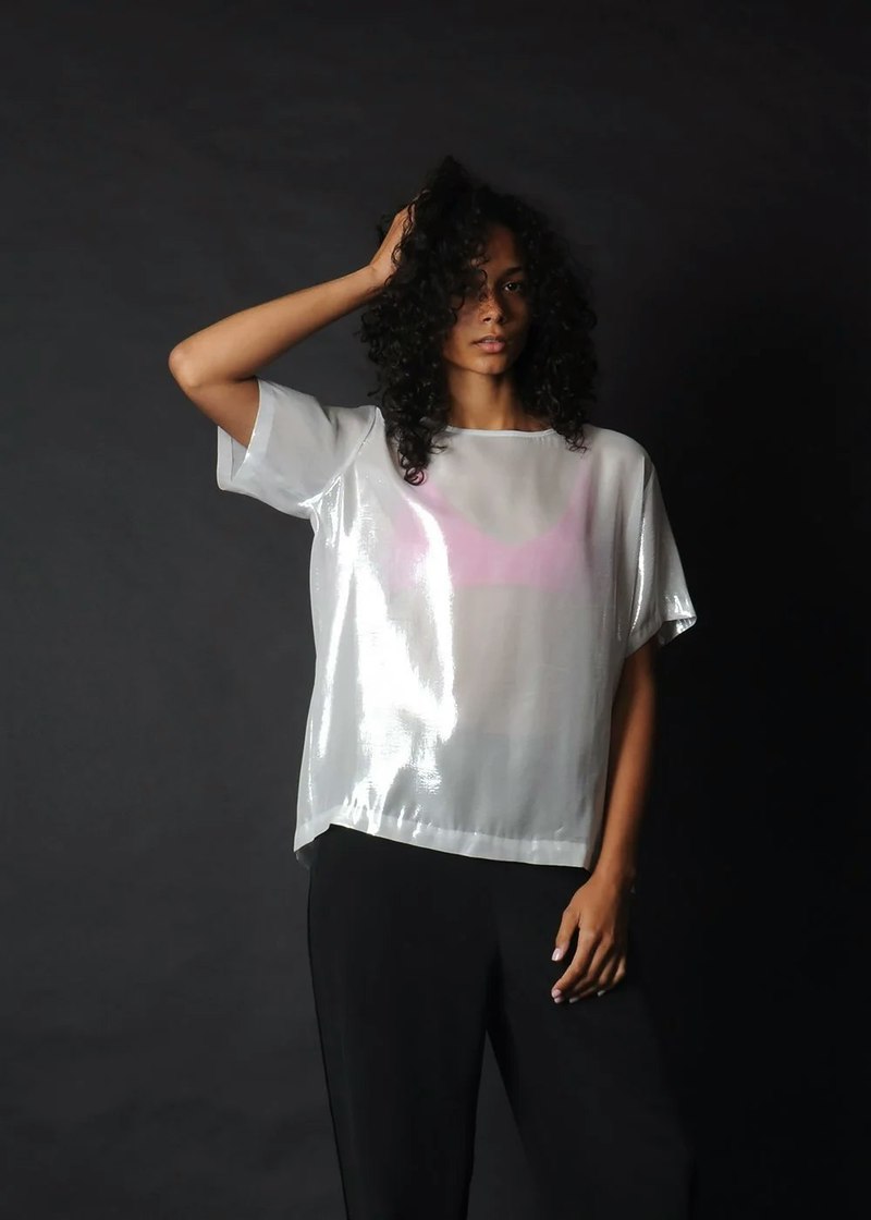 Conifer Shimmer Tee - White/Silver
