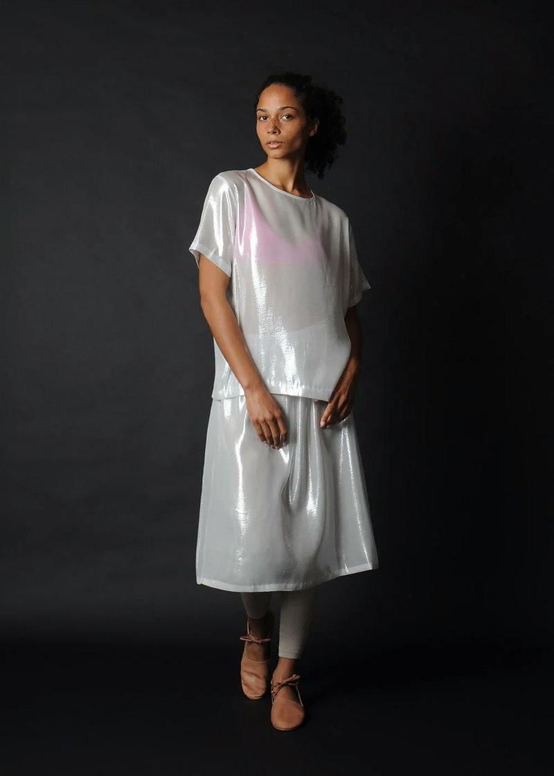 Conifer Shimmer Tee - White/Silver