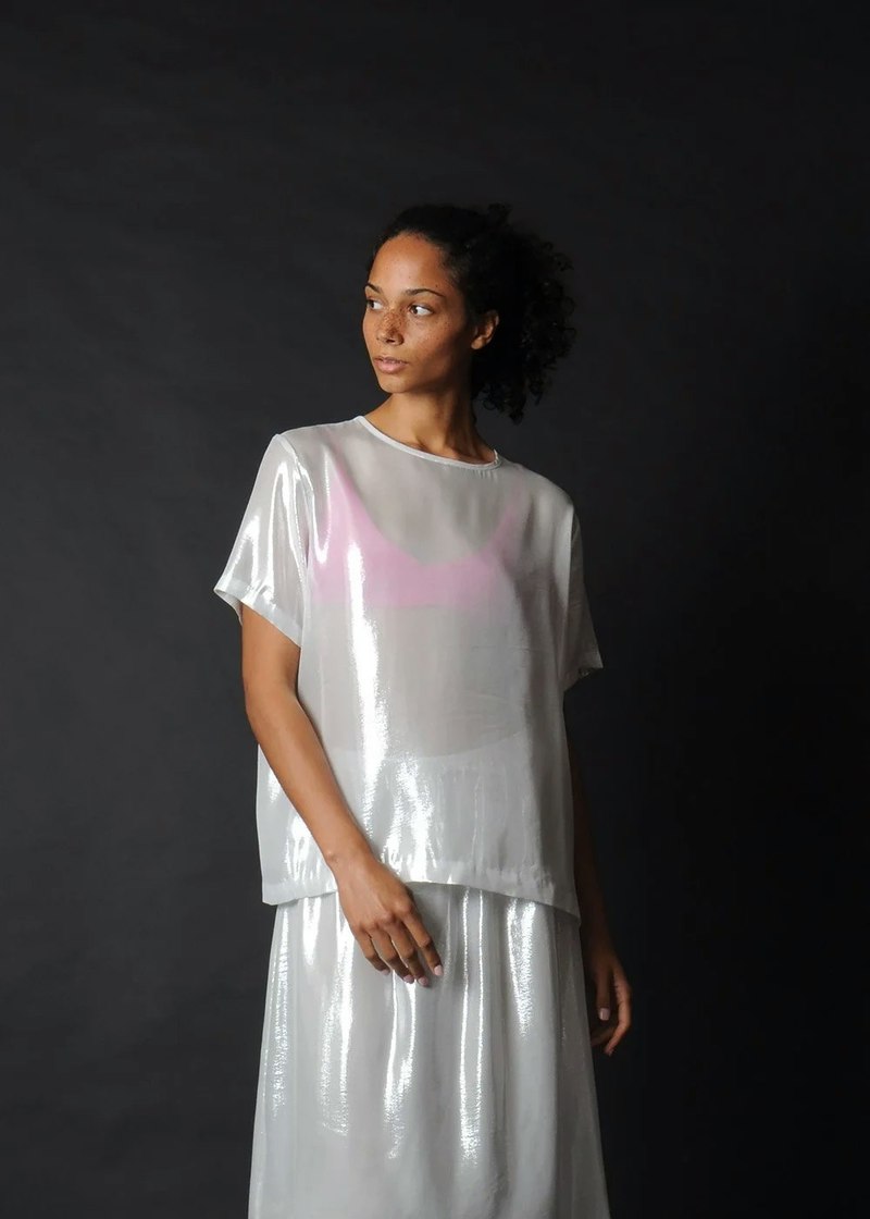 Conifer Shimmer Tee - White/Silver