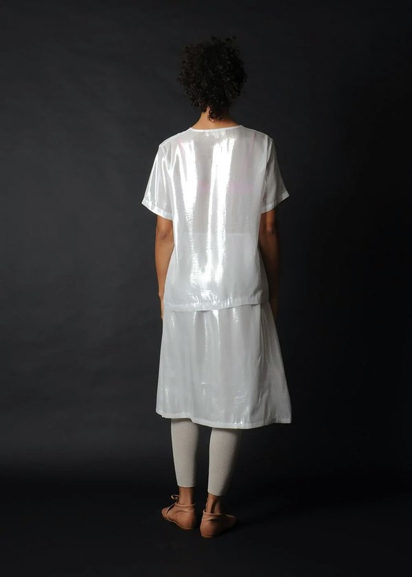 Conifer Shimmer Tee - White/Silver