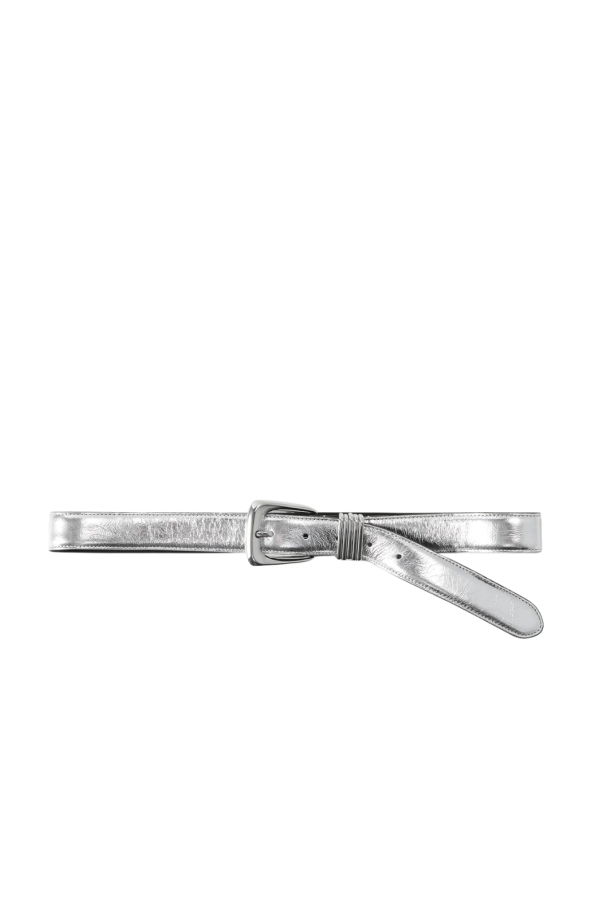 Veronica Beard Crinkle Leather Arch Belt - Silver