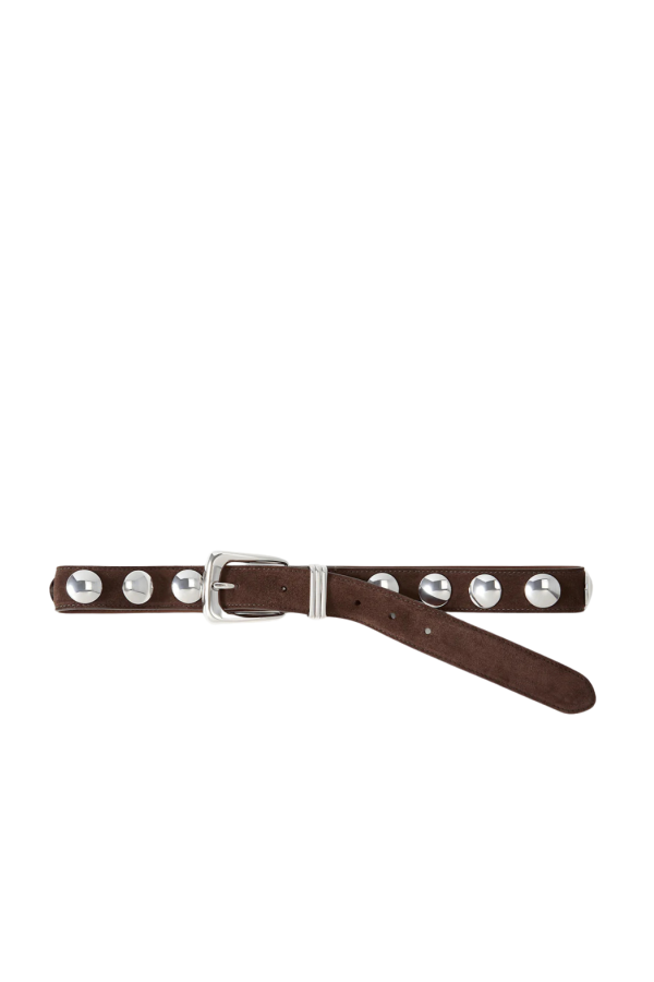 Veronica Beard Suede Studded Arch Belt - Espresso