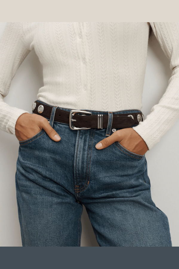 Veronica Beard Suede Studded Arch Belt - Espresso