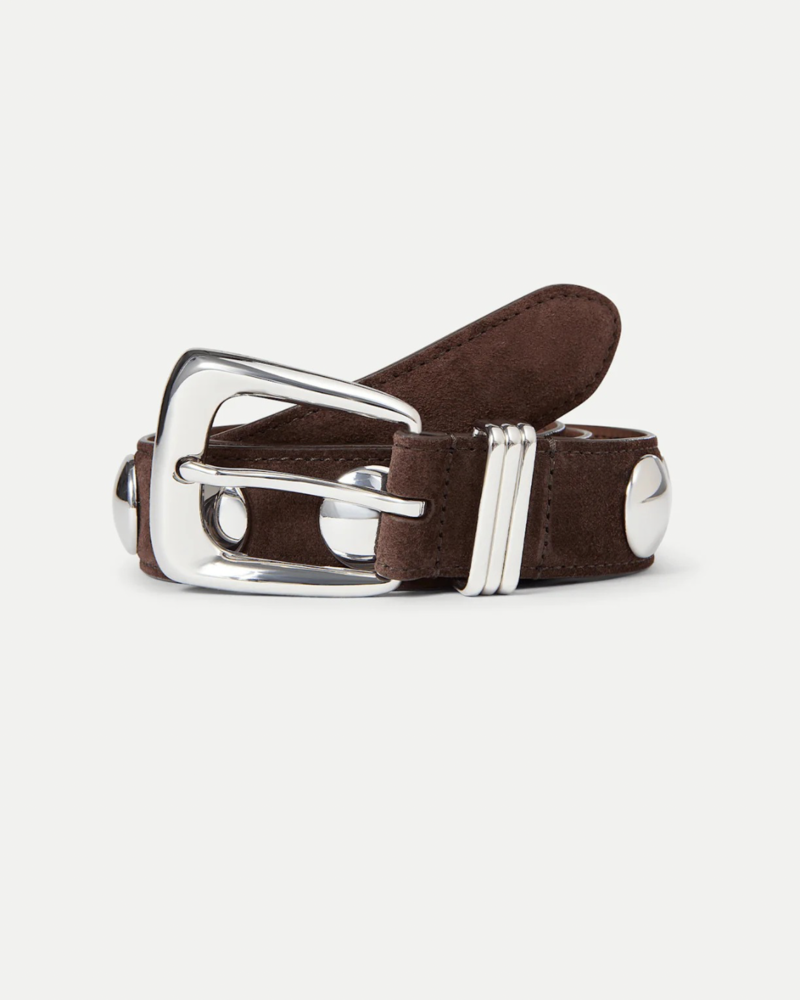 Veronica Beard Suede Studded Arch Belt - Espresso