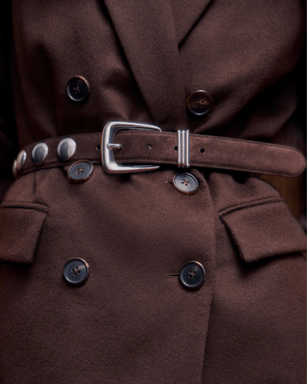 Veronica Beard Suede Studded Arch Belt - Espresso