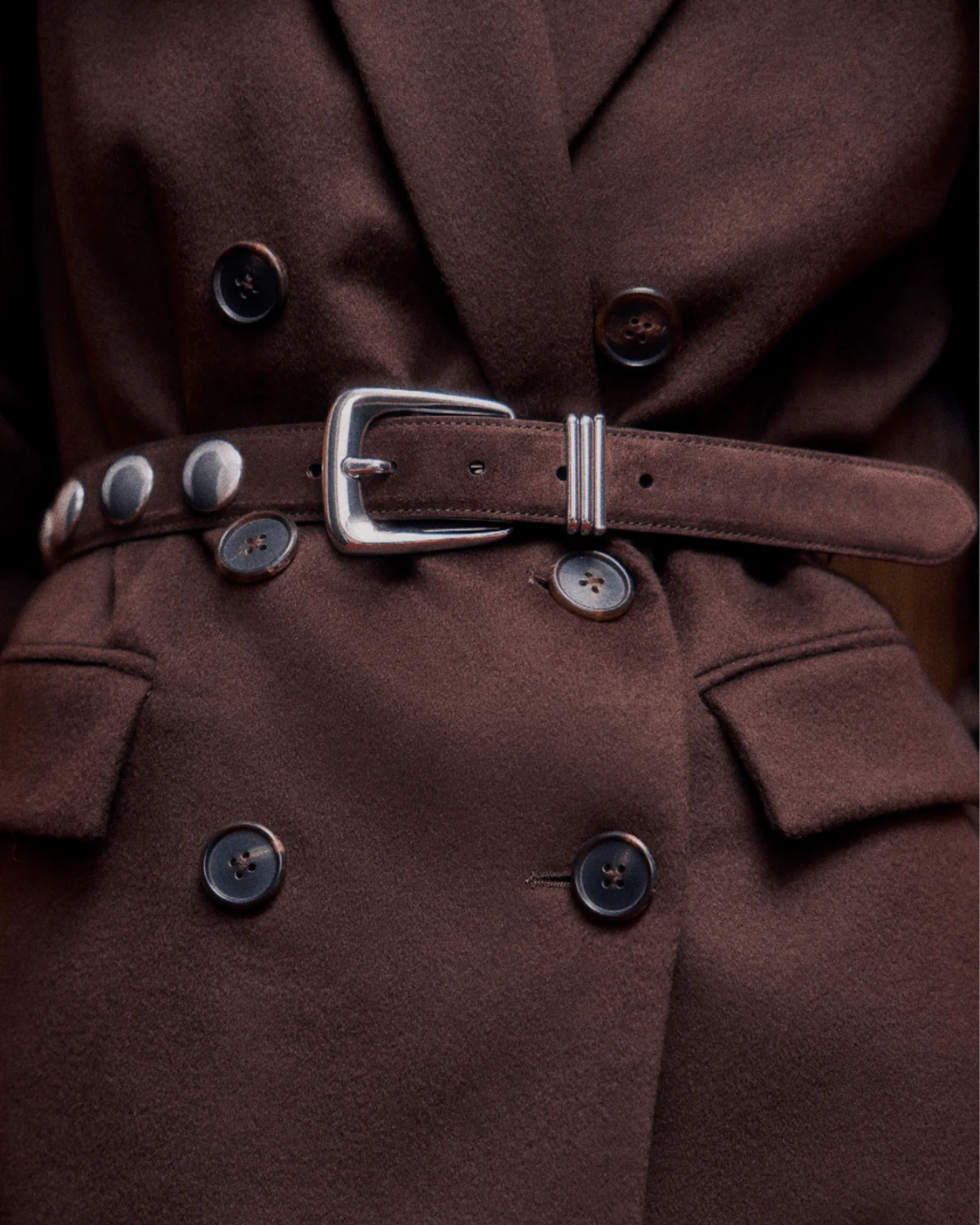 Veronica Beard Suede Studded Arch Belt - Espresso - Image 5 of 5