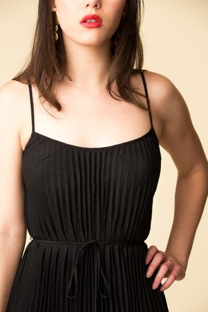 strapless open back dress Pleated Cami Dress in Paprika