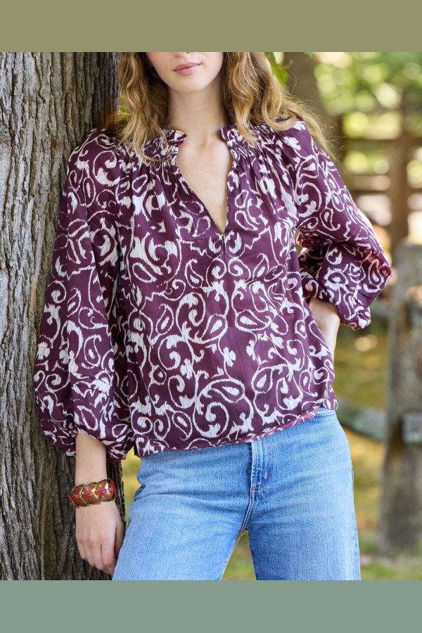 Figue Donna Top - Paisley Pirouette Biscotti Beige