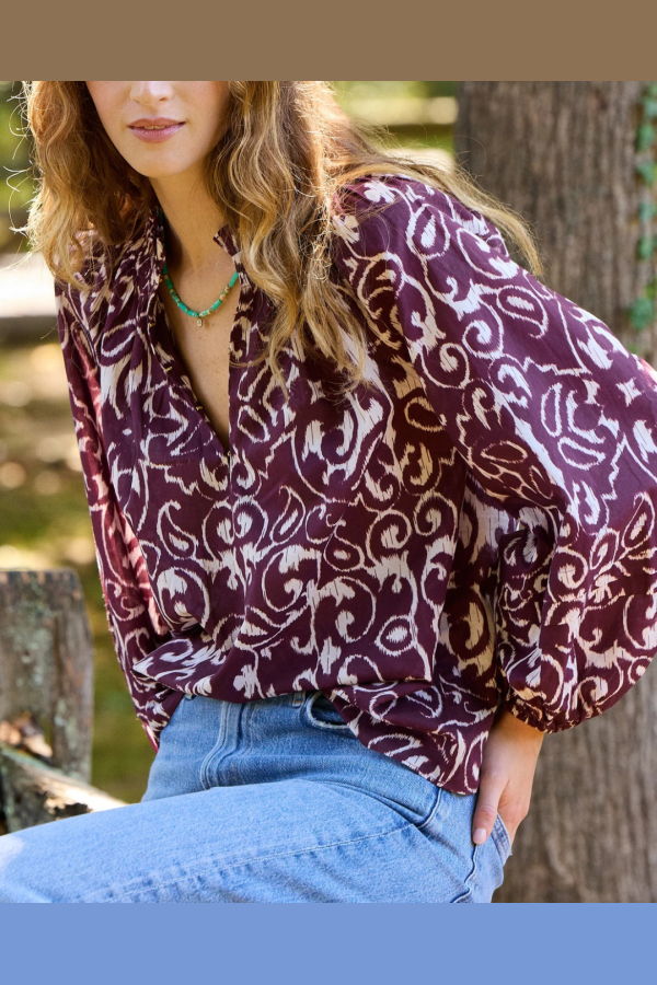 Figue Donna Top - Paisley Pirouette Biscotti Beige