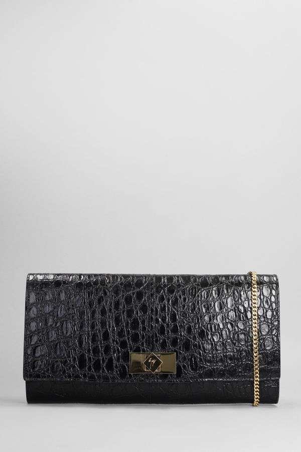 Giuseppe Zanotti Montserrat Crocco Clutch - Black