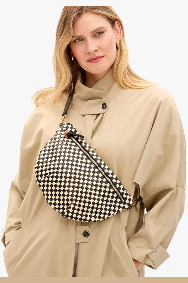 Clare V. Grande Fanny Woven Checker Fanny Pack
