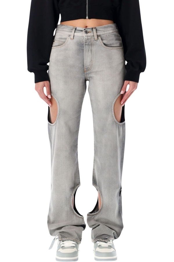 Off-White Grey Meteor Cut-Out Jeans - Grey Wash