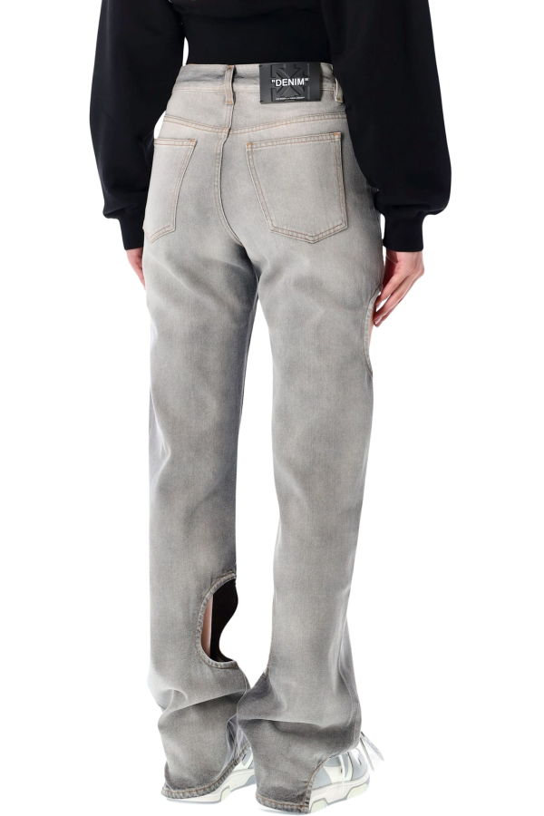 Off-White Grey Meteor Cut-Out Jeans - Grey Wash