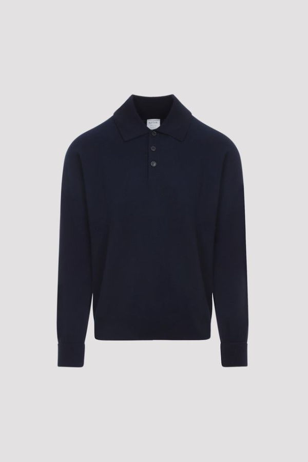 PAUL SMITH Ls Polo Sweater - Blue