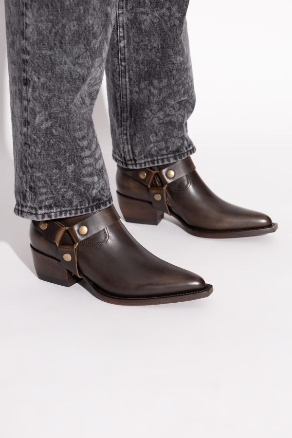 Golden Goose Leather Ankle Boots Debbie - Marrone Scuro