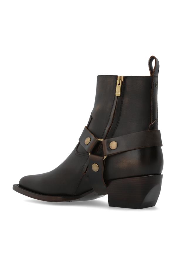 Golden Goose Leather Ankle Boots Debbie - Marrone Scuro