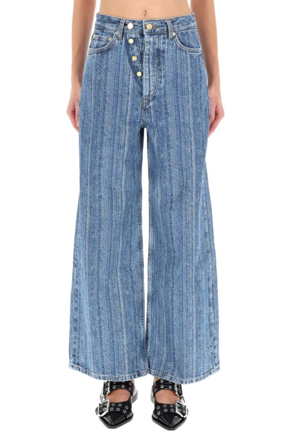 Ganni Striped Baggy Jeans - Denim