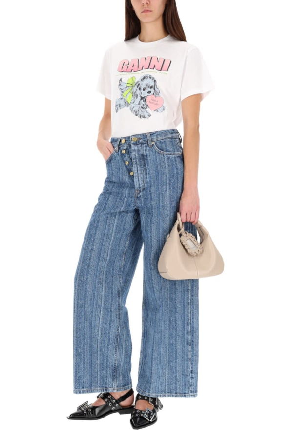 Ganni Striped Baggy Jeans - Denim