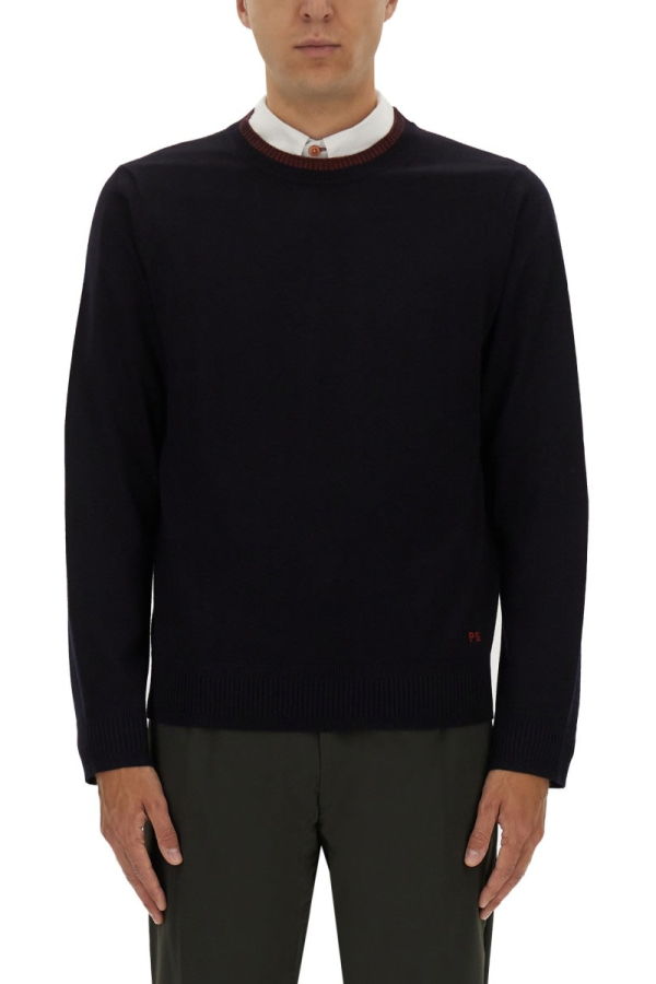 PAUL SMITH Shirt With Embroidered Logo Sweater - Blue