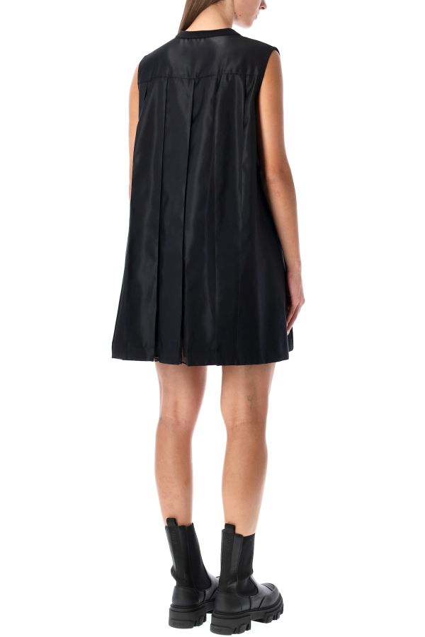 sacai Short Dress With Contrasting Pleated Back Dress - Black