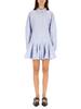 Ganni Striped Chemisier Dress - Baby Blue - Thumbnail 1