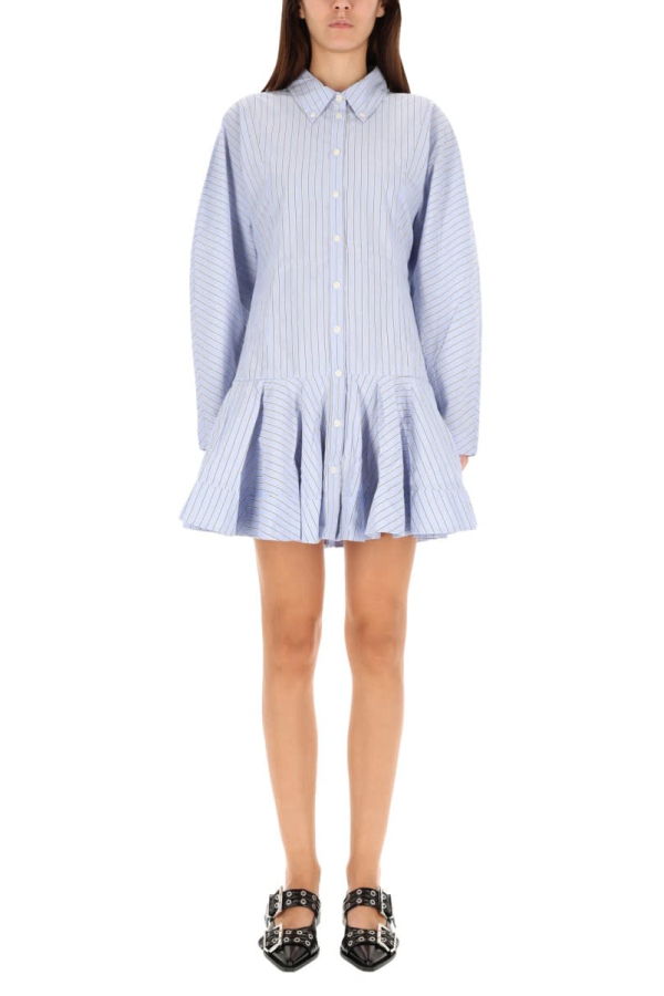 Ganni Striped Chemisier Dress - Baby Blue