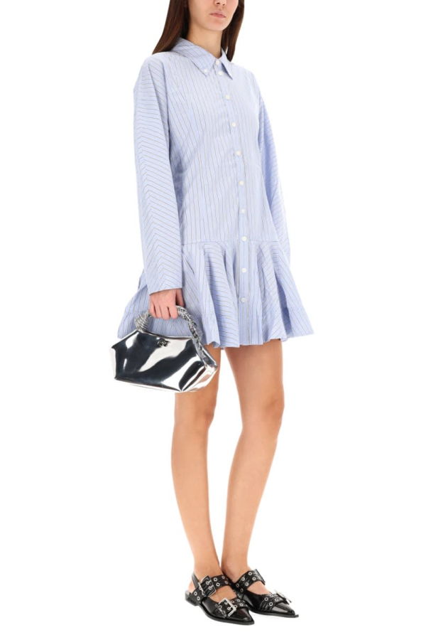 Ganni Striped Chemisier Dress - Baby Blue