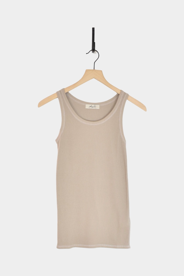 ICHI ANTIQUITES Cotton Tank Top - Mocha
