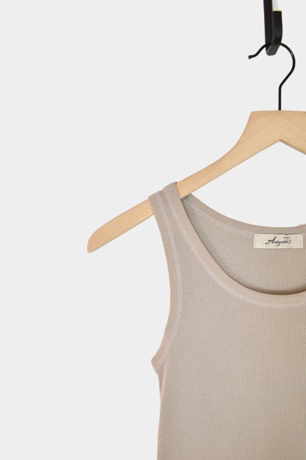 ICHI ANTIQUITES Cotton Tank Top - Mocha