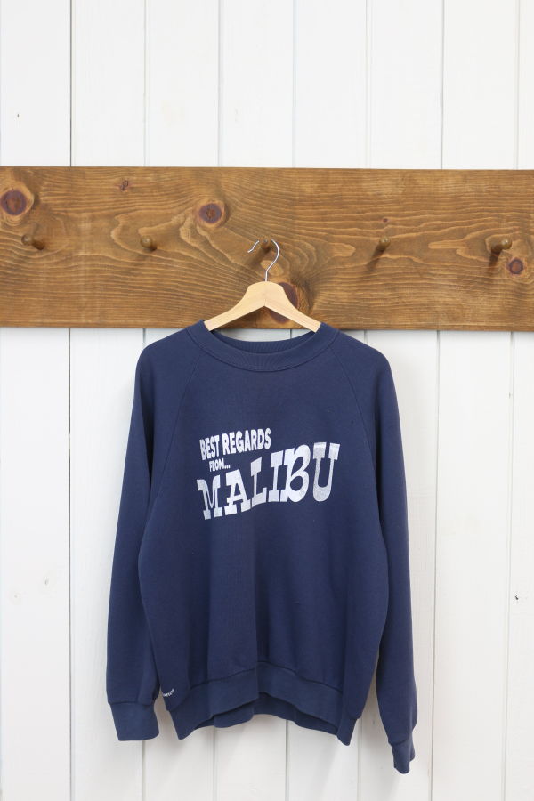Best Regards - Upcycled Destination Goods Malibu Postcard Sweatshirt - Navy Blue