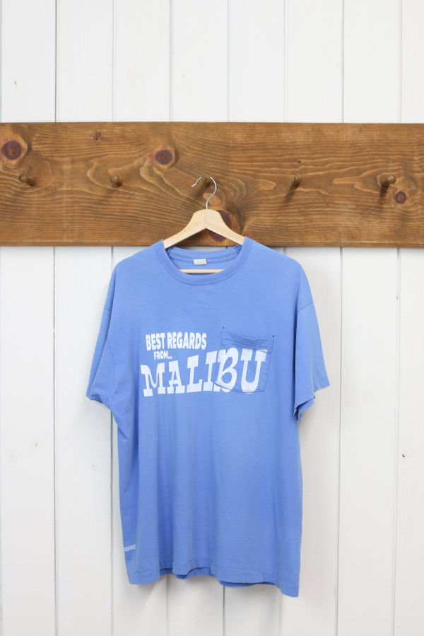 Best Regards - Upcycled Destination Goods Malibu Postcard Tee - Royal Blue