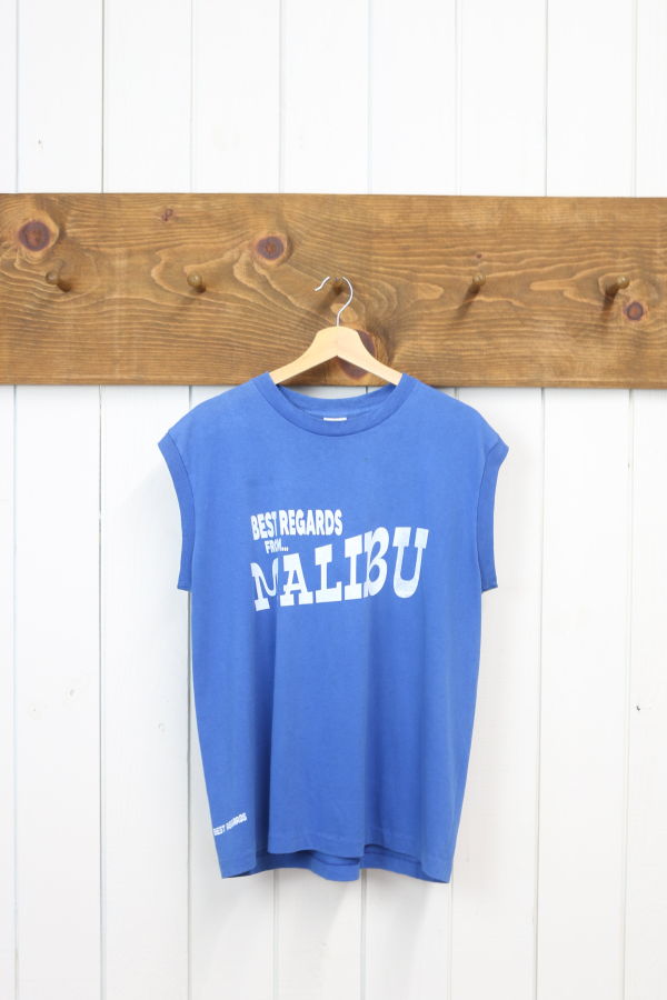 Best Regards - Upcycled Destination Goods Malibu Postcard Tee - Royal Blue