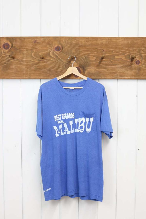 Best Regards - Upcycled Destination Goods Malibu Postcard Tee - Royal Blue