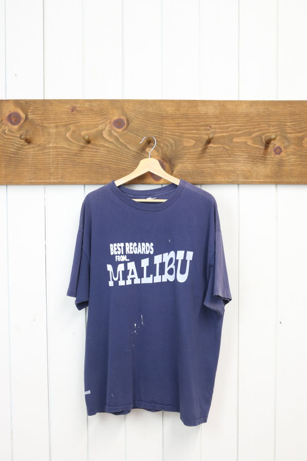 Best Regards - Upcycled Destination Goods Malibu Postcard Tee - Navy Blue