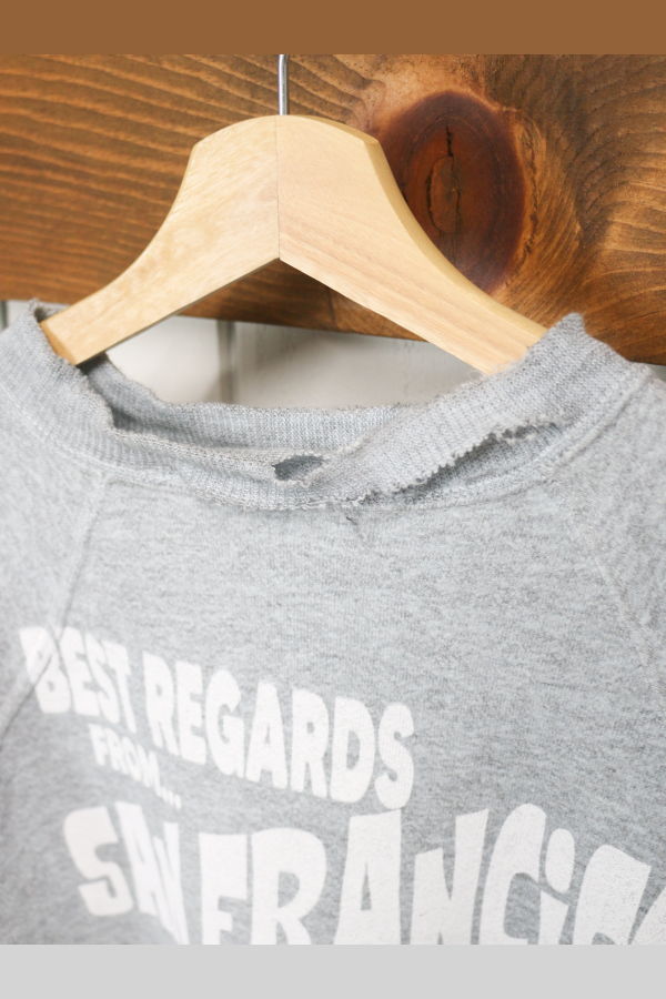 Best Regards - Upcycled Destination Goods San Francisco Cropped Postcard Sweatshirt - Heather Gray