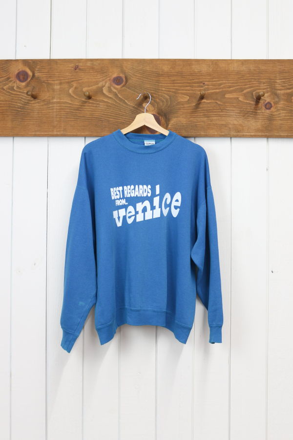 Best Regards - Upcycled Destination Goods Venice Postcard Sweatshirt - Royal Blue