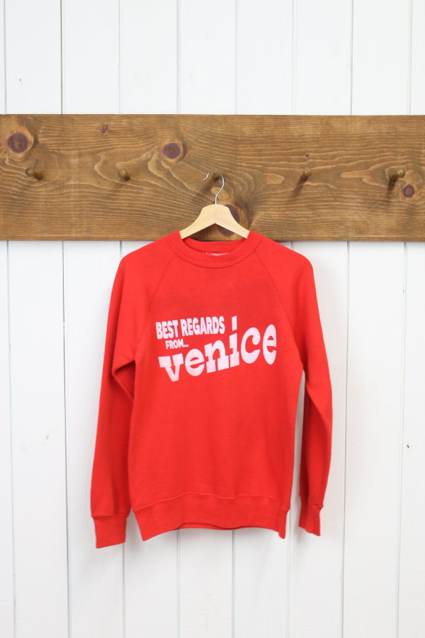 Best Regards - Upcycled Destination Goods Venice Postcard Sweatshirt - Red