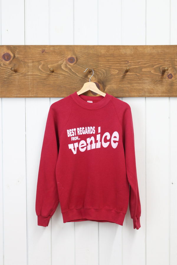 Best Regards - Upcycled Destination Goods Venice Postcard Sweatshirt - Red