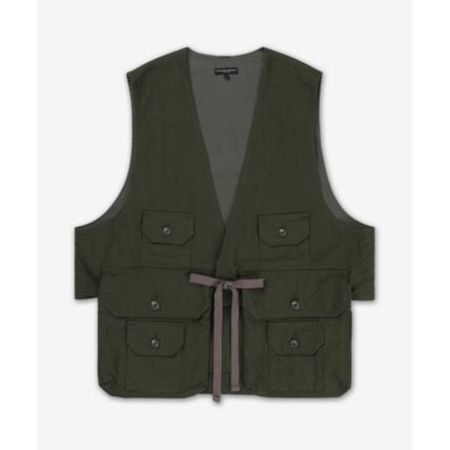 Engineered Garments Over Vest in Cotton Herringbone Twill - Brown