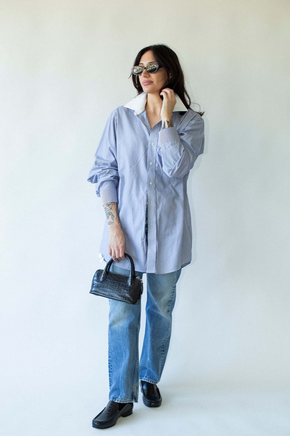 Vintage Contrast Collar Button Up Shirt - Image 4 of 7