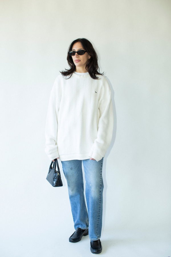 Vintage White Cotton Sweater