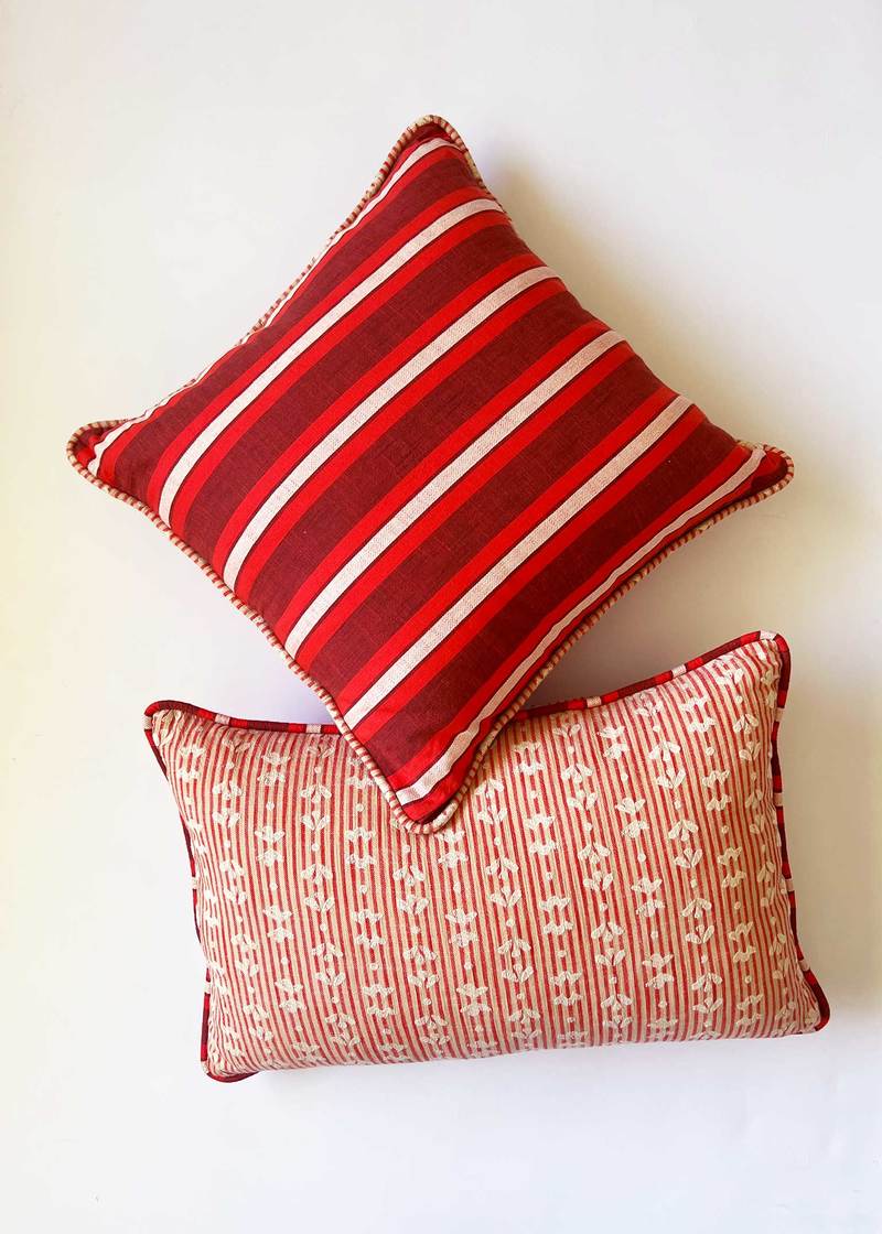 Ace & Jig Hug Piped Pillow - Madder