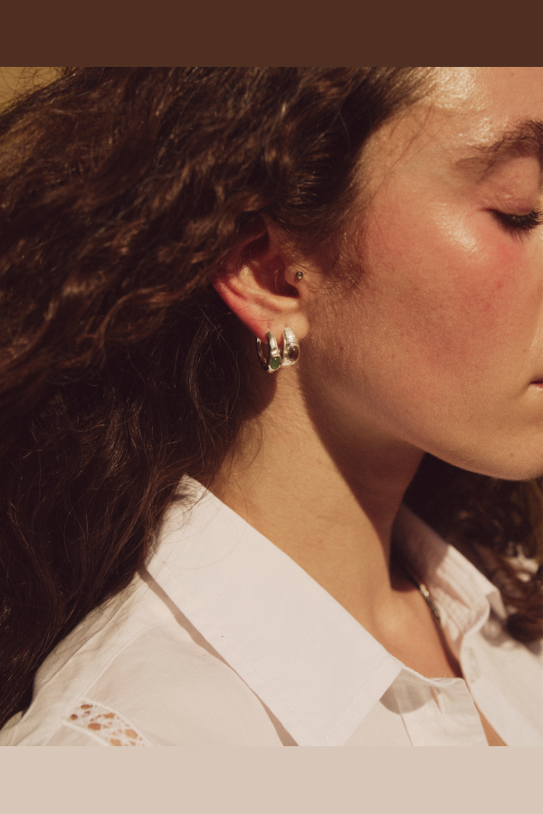 Pamela Love Tapered Stone Hoops Earrings