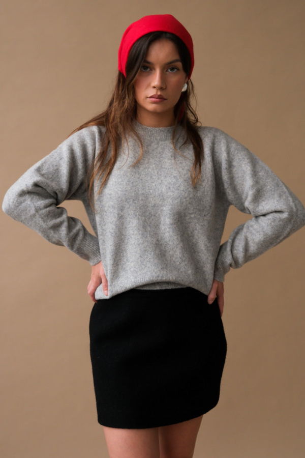 Dunst Shaggy Dog Sweater - Light Melange Grey