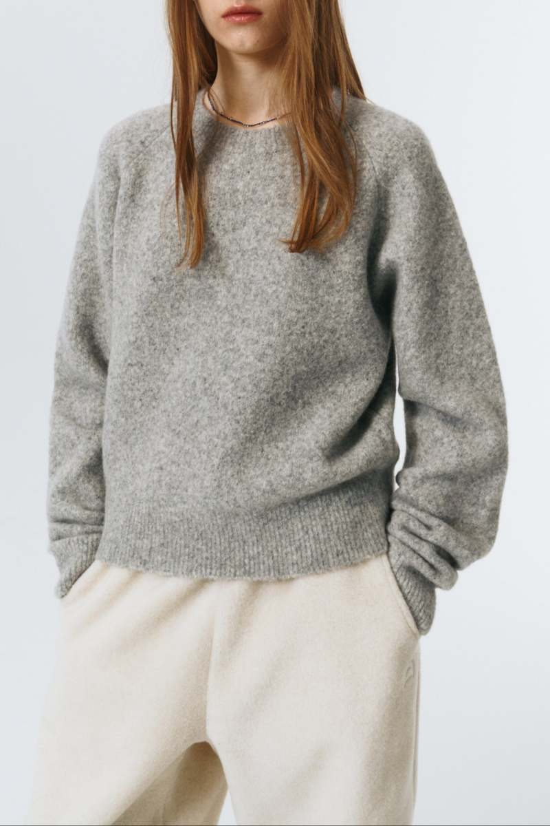 Dunst Shaggy Dog Sweater - Light Melange Grey